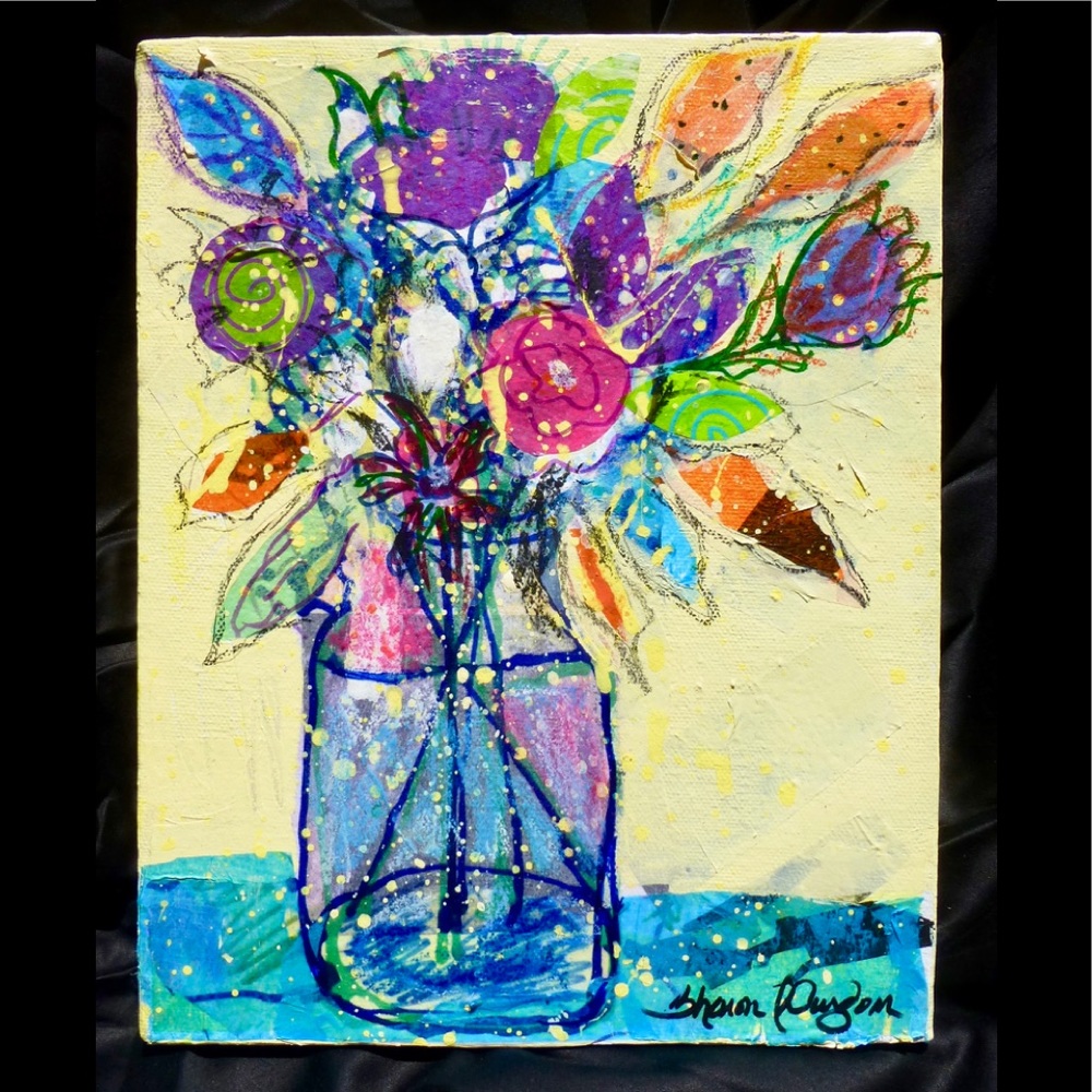 Original Mixed Media Floral Art